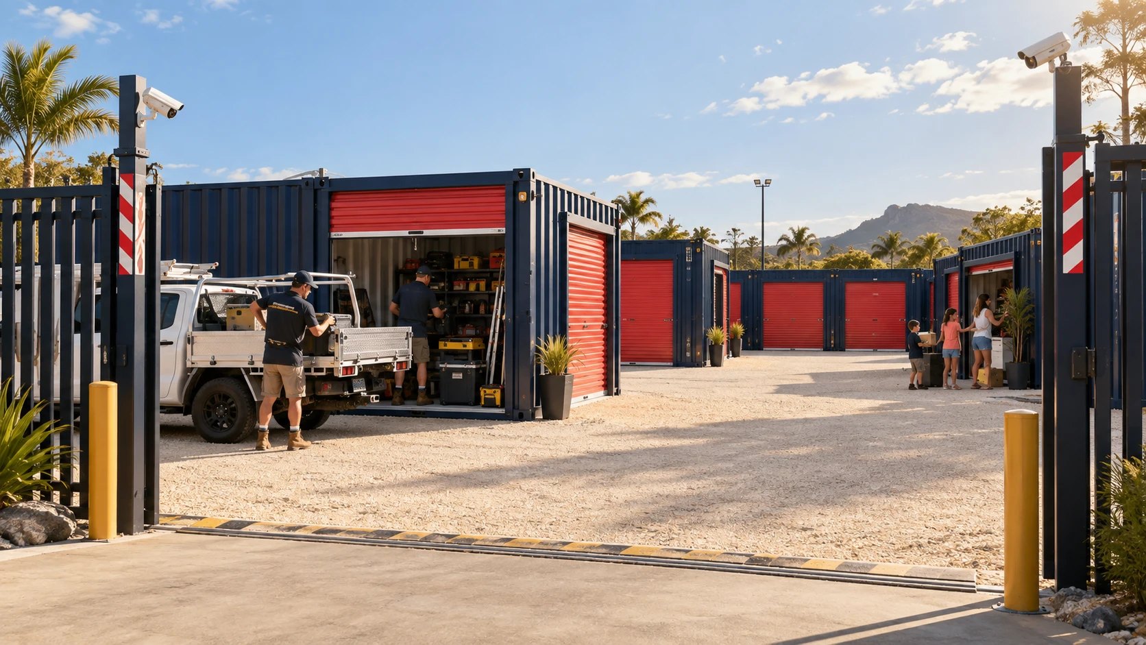 Tradie loading tools into a Big Top Storage container